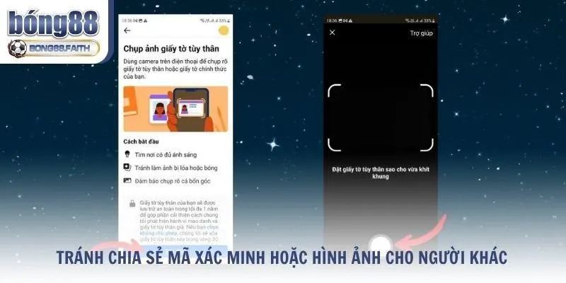 Tránh chia sẻ mã xác minh hoặc hình ảnh